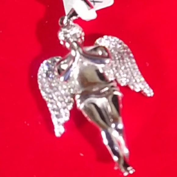 Sterling Silver Angel Pendant w/Crystals Other - .925 Sterling Silver Guardian Angel w/Crystals